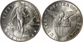 PHILIPPINES. 50 Centavos, 1918-S. San Francisco Mint. PCGS AU-58.

KM-171; Allen-14.07. This very magnetic beauty entices all those who view it with...