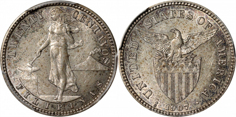 PHILIPPINES. 20 Centavos, 1907-S. San Francisco Mint. PCGS AU-58.

KM-170; All...