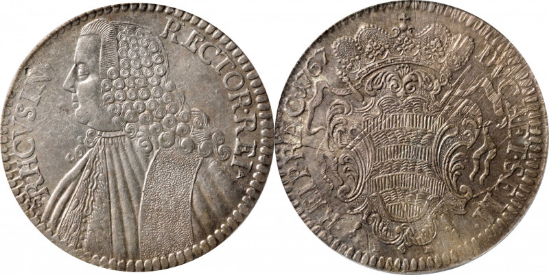 RAGUSA. Taler, 1767. PCGS MS-61.

KM-18; Dav-1639. Finely struck for the issue...