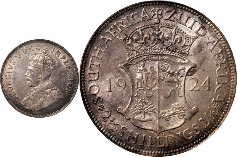 SOUTH AFRICA. 2-1/2 Shillings, 1924. George V. PCGS AU-58.

KM-19.1; Hern-S275...