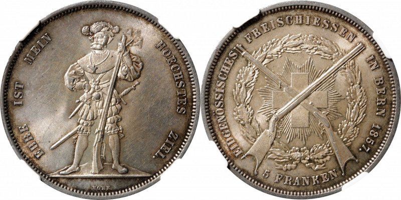 SWITZERLAND. Bern Shooting Festival 5 Francs, 1857. NGC MS-64.

KMX-S4; R-181a...