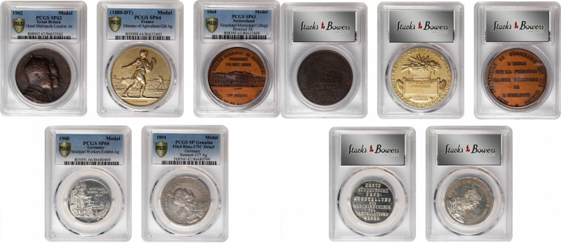 MIXED LOTS. Quintet of European Medals (5 Pieces), 1868-1902. All PCGS Certified...