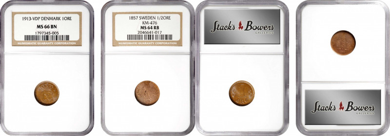 MIXED LOTS. Duo of Scandinavian Minors (2 Pieces), 1857 & 1913. Both NGC Certifi...