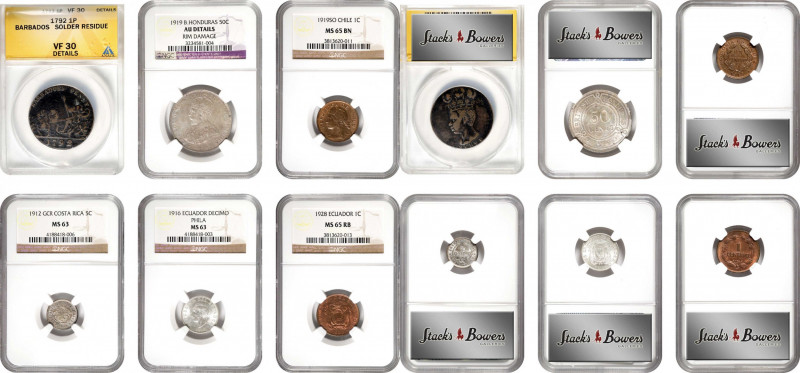 MIXED LOTS. Sextet of Latin American Types (6 Pieces), 1792-1928. All ANACS or N...