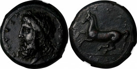 SICILY. Syracuse. Timoleon & The Third Democracy, ca. 345-317 B.C. AE Drachm (Dilitron) (19.83 gms), ca. 339/8-334 B.C. NGC Ch VF, Strike: 4/5 Surface...