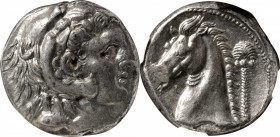 SICILY. Siculo-Punic. Entella. AR Tetradrachm (17.49 gms), ca. 300-289 B.C. NGC Ch AU, Strike: 3/5 Surface: 4/5.

HGC-2, 295.&nbsp;Obverse: Head of ...