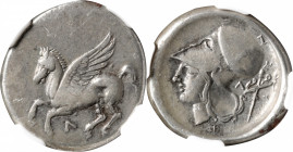 AKARNANIA. Leukas. AR Stater (8.45 gms), ca. 320-280 B.C. NGC Ch VF, Strike: 4/5 Surface: 4/5.

HGC-4, 825; Pegasi-139; BCD Akarnania-Unlisted.&nbsp...