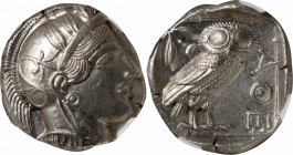 ATTICA. Athens. AR Tetradrachm (17.20 gms), ca. 454-404 B.C. NGC MS, Strike: 5/5 Surface: 3/5. Brushed.

HGC-4, 1597; Kroll-8. Obverse: Helmeted hea...
