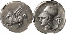 CORINTHIA. Corinth. AR Stater (8.57 gms), ca. 345-307 B.C. NGC Ch EF, Strike: 5/5 Surface: 3/5.

HGC-4, 1848; Pegasi-432; BCD Corinth-Unlisted.&nbsp...