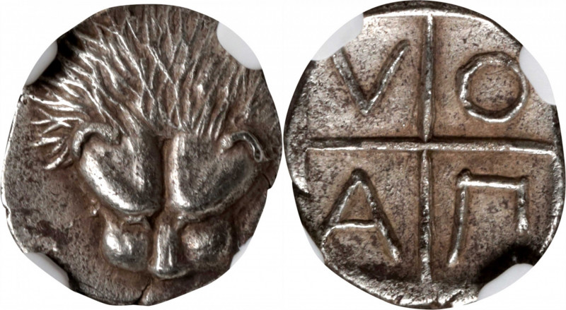 BOSPOROS. Pantikapaion. AR Diobol or Triobol (Hemidrachm) (1.43 gms), ca. 400-37...