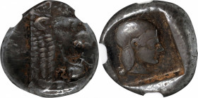 CARIA. Knidos. AR Drachm (6.07 gms), ca. 465-449 B.C. NGC Ch VF, Strike: 4/5 Surface: 3/5. Fine Style.

SNG Cop-231-4; SNG Keckman-132.&nbsp;Obverse...