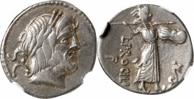 ROMAN REPUBLIC. L. Procilius. AR Denarius (3.65 gms), Rome Mint, 80 B.C. NGC Ch VF, Strike: 5/5 Surface: 5/5.

Cr-379/1; Syd-771.&nbsp;Obverse: Laur...