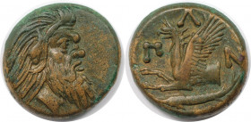 Griechische Münzen, BOSPORUS. Pantikapaion. Perisad I, 345-310 v. Chr. Tetrahalk 330-315 v. Chr. Vs.: Kopf Pan (Satyr) rechts. Rs.: ПАN (Fehler A), Vo...
