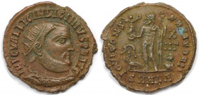 Römische Münzen, MÜNZEN DER RÖMISCHEN KAISERZEIT. Licinius I. (308-324 n. Chr). Follis (3,61 g. 20 mm). Vs.: IMP C VAL LICIN LICINIVS PF AVG, Büste mi...