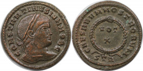 Römische Münzen, MÜNZEN DER RÖMISCHEN KAISERZEIT. Constantinus II. (337-340 n. Chr). Follis 323-324 n. Chr., Trier. (3.10 g. 19.5 mm) Vs.: CONSTANTINV...