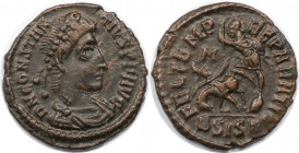 Römische Münzen, MÜNZEN DER RÖMISCHEN KAISERZEIT. Constantius II. (337-361 n. Chr). Follis, Siscia. (2.47 g. 18 mm) Vs.: DN CONSTANTIVS PF AVG, Büste ...
