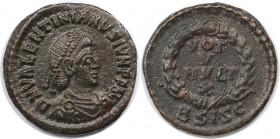 Römische Münzen, MÜNZEN DER RÖMISCHEN KAISERZEIT. Valentinianus II. (375-392 n. Chr). Ae 4. (1.45 g. 15.5 mm) Vs.: DN VALENTINIANVS IVN PF AVG, Drapie...