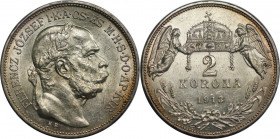RDR – Habsburg – Österreich, RÖMISCH-DEUTSCHES REICH. Österreich-Ungarn. Franz Joseph I. 2 Korona 1913 KB. 10,0 g. 0.835 Silber. 0.27 OZ. KM 493. Fast...