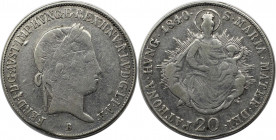 RDR – Habsburg – Österreich, RÖMISCH-DEUTSCHES REICH. Österreich-Ungarn. Ferdinand I. (1835-1848). 20 Kreuzer 1840 B. Silber. Sehr schön