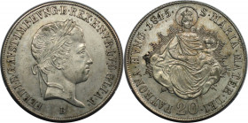 RDR – Habsburg – Österreich, RÖMISCH-DEUTSCHES REICH. Österreich-Ungarn. Ferdinand I. (1835-1848). 20 Kreuzer 1845 B. Vorzüglich