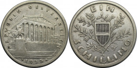 RDR – Habsburg – Österreich, REPUBLIK ÖSTERREICH. 1 Schilling 1925. 6,0 g. 0.640 Silber. 0.12 OZ. KM 2840. Fast Stempelglanz