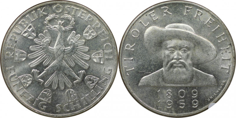 RDR – Habsburg – Österreich, REPUBLIK ÖSTERREICH. 150 Jahre Tiroler Freiheit. 50...