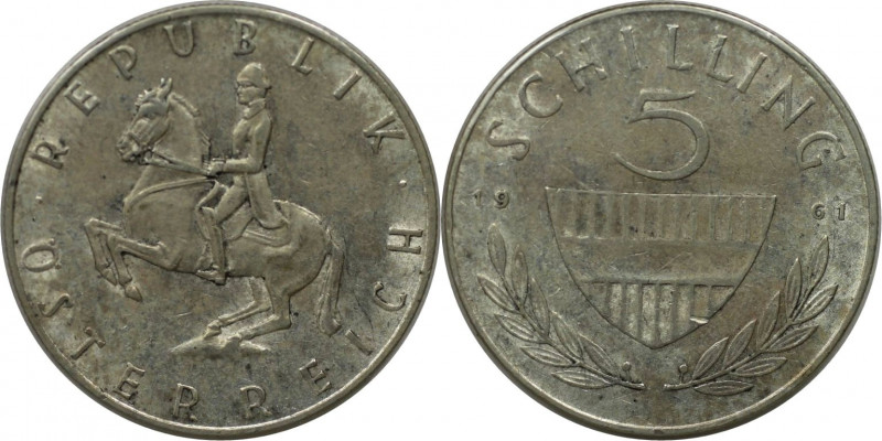 RDR – Habsburg – Österreich, REPUBLIK ÖSTERREICH. 5 Schilling 1961. Silber. KM 2...