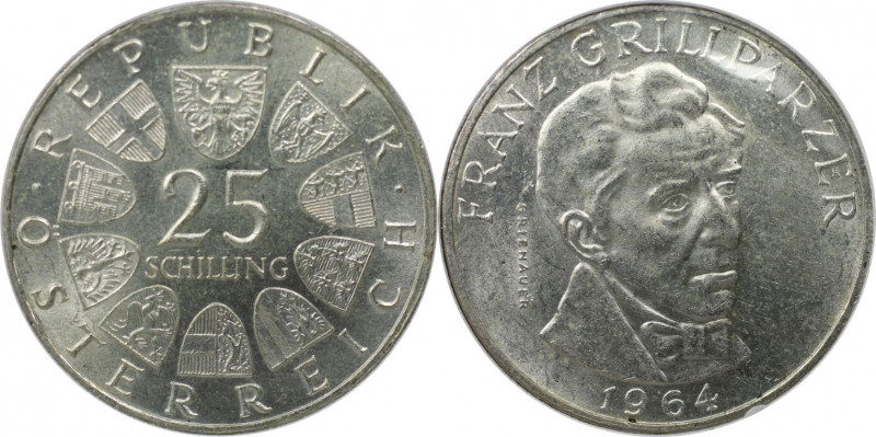 RDR – Habsburg – Österreich, REPUBLIK ÖSTERREICH. Franz Grillparzer. 25 Schillin...