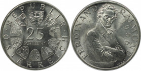 RDR – Habsburg – Österreich, REPUBLIK ÖSTERREICH. 130. Todestag von Ferdinand Raimund. 25 Schilling 1966. 13,0 g. 0.800 Silber. 0.33 OZ. KM 2899. Stem...