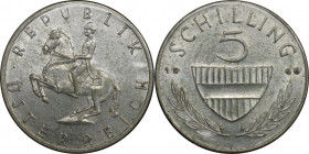 RDR – Habsburg – Österreich, REPUBLIK ÖSTERREICH. 5 Schilling 1966. 5,2 g. 0.640 Silber. 0.1 OZ. KM 2889. Fast Stempelglanz