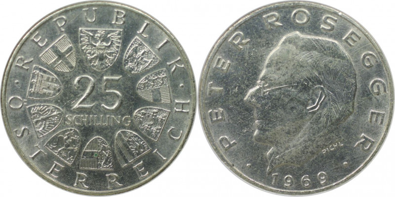 RDR – Habsburg – Österreich, REPUBLIK ÖSTERREICH. Peter Rosegger. 25 Schilling 1...