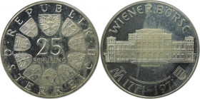 RDR – Habsburg – Österreich, REPUBLIK ÖSTERREICH. 200 Jahre Wiener Börse. 25 Schilling 1971. 13,0 g. 0.800 Silber. 0.33 OZ. KM 2910. Polierte Platte...