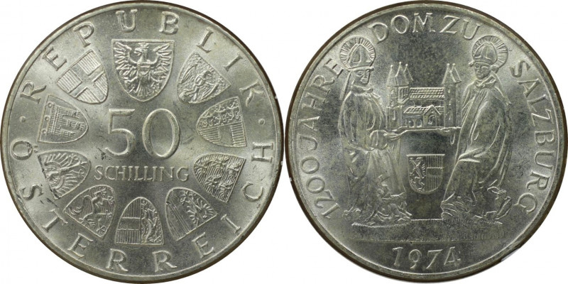 RDR – Habsburg – Österreich, REPUBLIK ÖSTERREICH. 1200 Jahre Dom zu Salzburg. 50...