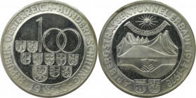 RDR – Habsburg – Österreich, REPUBLIK ÖSTERREICH. Eröffnung des Arlberg Straßentunnels. 100 Schilling 1978. 24,0 g. 0.640 Silber. 0.49 OZ. KM 2941. Po...