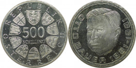 RDR – Habsburg – Österreich, REPUBLIK ÖSTERREICH. 100. Geburtstag von Otto Bauer. 500 Schilling 1981. 24,0 g. 0.640 Silber. 0.49 OZ. KM 2953. Polierte...