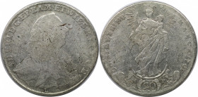 Altdeutsche Münzen und Medaillen, WÜRZBURG - BISTUM. Adam Friedrich von Seinsheim (1755-1779). 20 Kreuzer 1765 L / MP. Silber. KM 379. Sehr schön