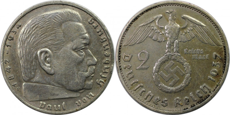 Deutsche Münzen und Medaillen ab 1871, 3. Reich 1933-1945. 2 Reichmark 1937 F. S...