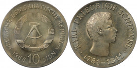 Deutsche Münzen und Medaillen ab 1945, Deutsche Demokratische Republik bis 1990. 10 Mark 1966 A, Zum 125. Todestag von Karl Friedrich Schinkel. Silber...