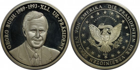 Deutsche Münzen und Medaillen ab 1945, BUNDESREPUBLIK DEUTSCHLAND. GEORG BUSH - 1989-1993 - XLI. US-PRÄSIDENT. Medaille 1993, Silber. 15.84 g. 35 mm. ...