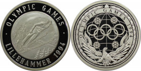 Deutsche Münzen und Medaillen ab 1945, BUNDESREPUBLIK DEUTSCHLAND. Olympic Games-Lillehammer. Medaille 1994. Zertifikat. Silber. Polierte Platte