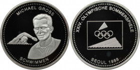 Deutsche Münzen und Medaillen ab 1945, BUNDESREPUBLIK DEUTSCHLAND. Michael Gross - Schwimmen. Medaille 1995. Zertifikat. Silber. Polierte Platte