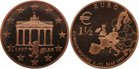 Deutsche Münzen und Medaillen ab 1945, BUNDESREPUBLIK DEUTSCHLAND. Europawoche. 1-1/2 Euro 1997. Polierte Platte. Fingerabdrücke.