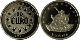 Deutsche Münzen und Medaillen ab 1945, BUNDESREPUBLIK DEUTSCHLAND. EUROPA MIT STIER. 10 Euro 1997. Kupfer-Nickel. Polierte Platte