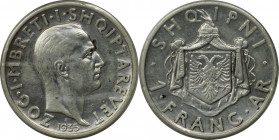 Europäische Münzen und Medaillen, Albanien / Albania. Zog I. 1 Frang Ar 1935 R. Silber. KM 16. Vorzüglich-stempelglanz