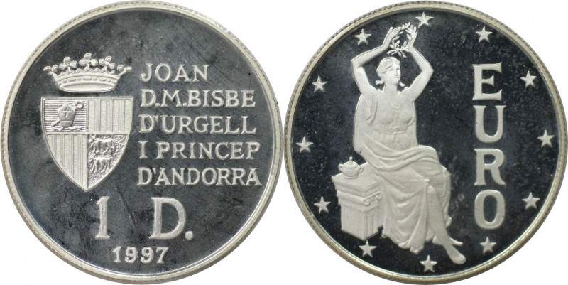Europäische Münzen und Medaillen, Andorra. Europa mit Lorbeerkranz. 1 Diner 1997...