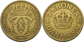 Europäische Münzen und Medaillen, Dänemark / Denmark. Christian X. 2 Kroner 1925, Aluminium-Bronze. KM 825. Sehr schön