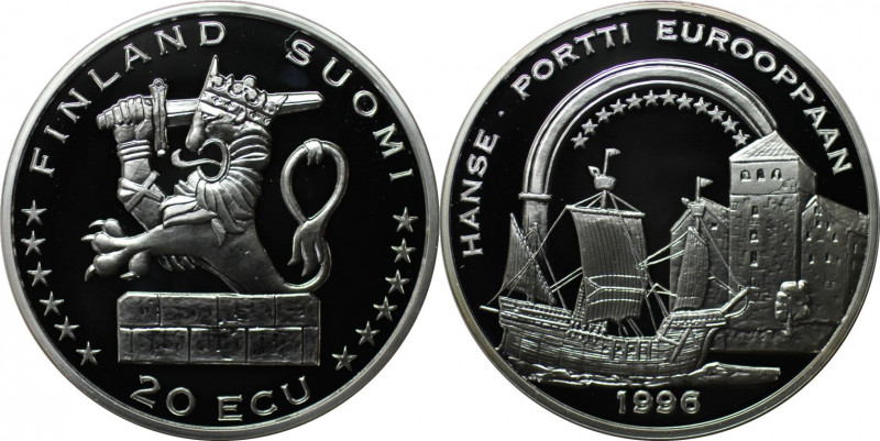 Europäische Münzen und Medaillen, Finnland / Finland. Hansehafen. Segelschiff. 2...