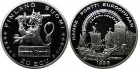 Europäische Münzen und Medaillen, Finnland / Finland. Hansehafen. Segelschiff. 20 Ecu 1996. Silber. KM X# 36. Polierte Platte