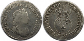 Europäische Münzen und Medaillen, Frankreich / France. Ludwig XV. (1715-1774). 1/10 Ecu 1716 BB. Silber. 2,91 g. 25,5 mm. KM 418. Schön+