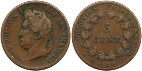 Europäische Münzen und Medaillen, Frankreich / France. Louis Philippe I. (1830-1848). 5 Centimes 1841 A. Bronze. KM 12. Sehr schön+